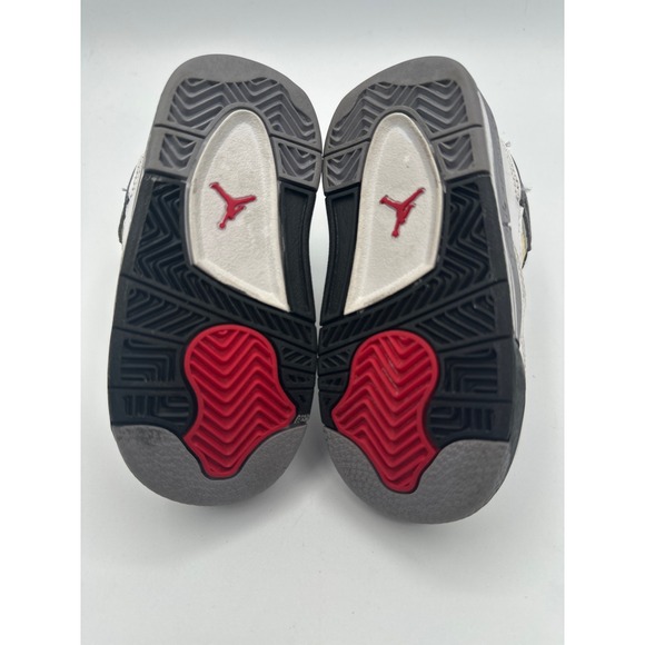 Jordan 4 Retro White Cement Kids 6C White Grey 308500-103 Toddler Sneakers - Picture 7 of 8